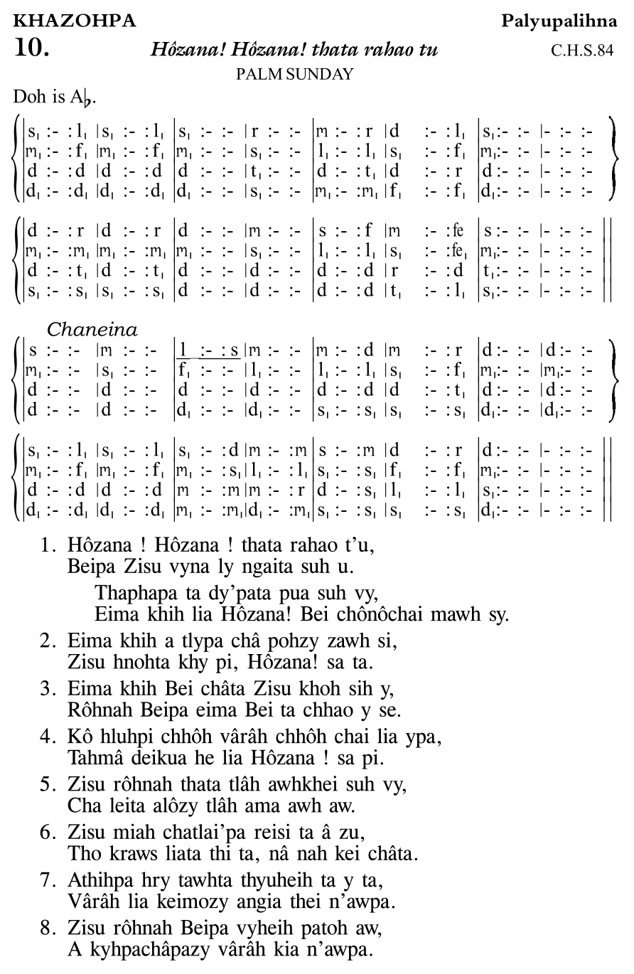 Hymn 10, “Hôzana! Hôzana! thata rahao tu”, Edition 11