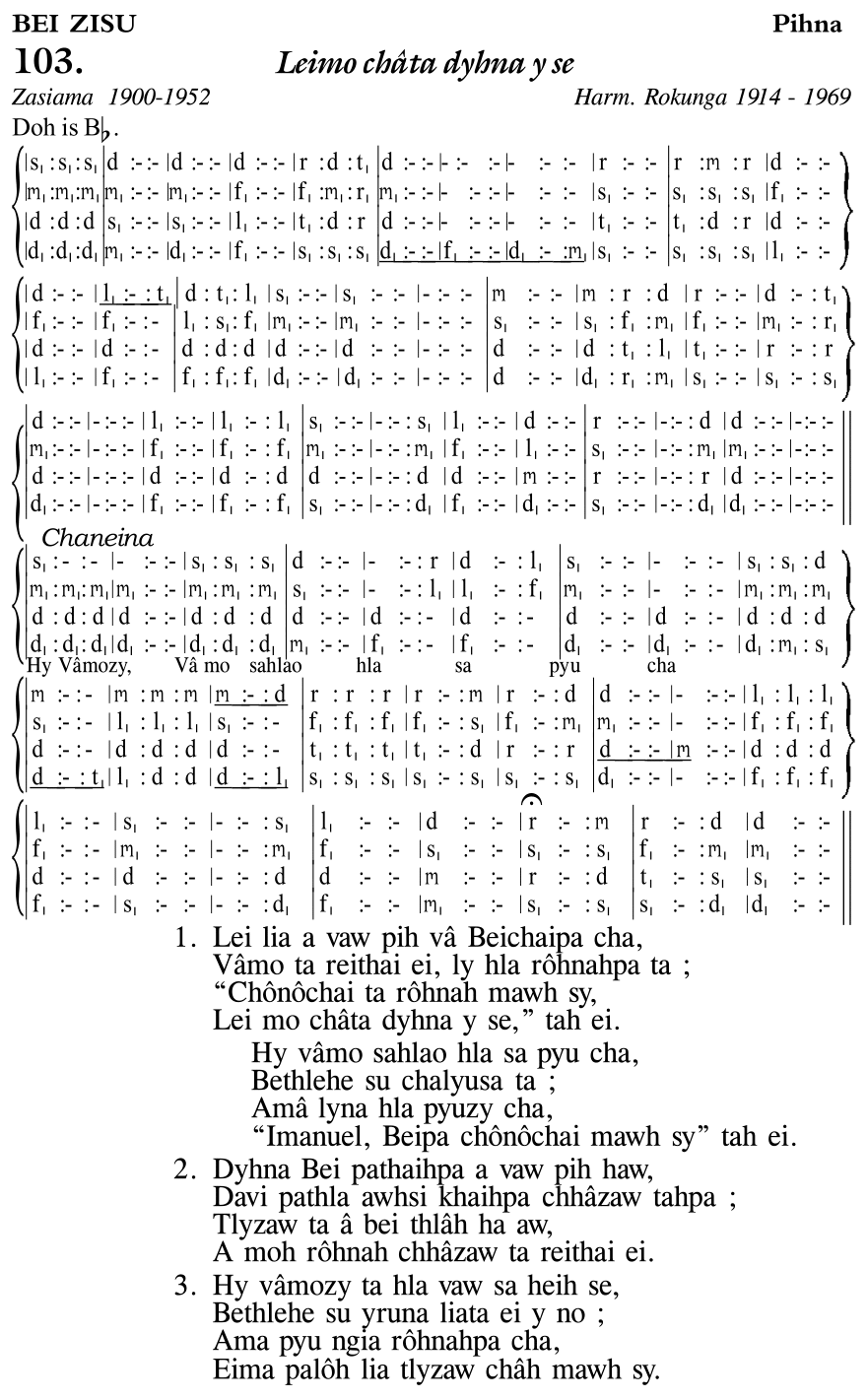 Hymn 103, “Leimo châta dyhna y se”, Edition 11
