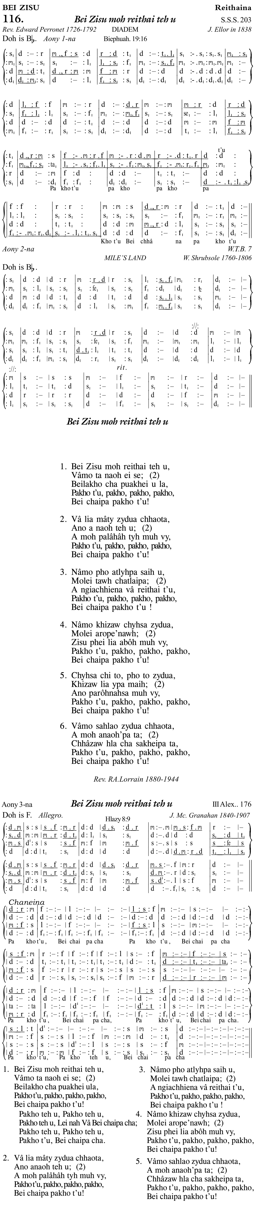 Hymn 116, “Bei Zisu moh reithai teh u”, Edition 11