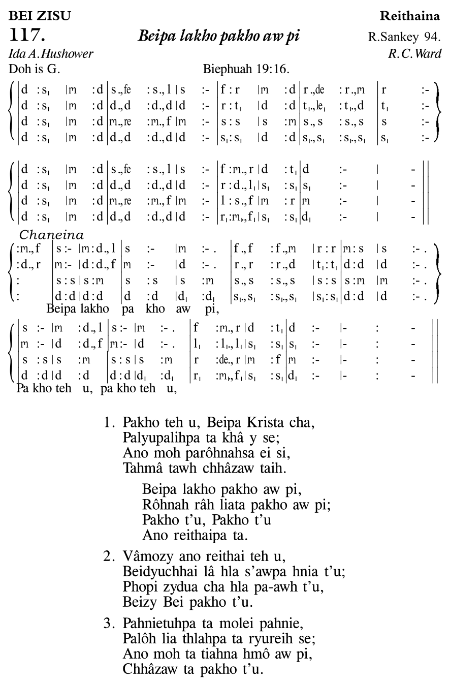 Hymn 117, “Beipa lakho pakho aw pi”, Edition 11