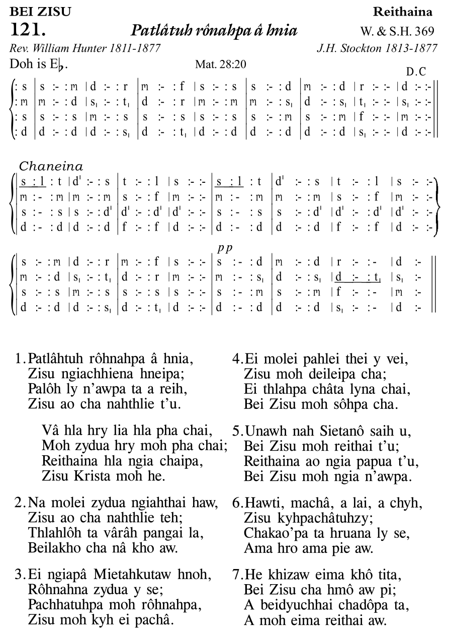 Hymn 121, “Patlâtuh rônahpa â hnia”, Edition 11
