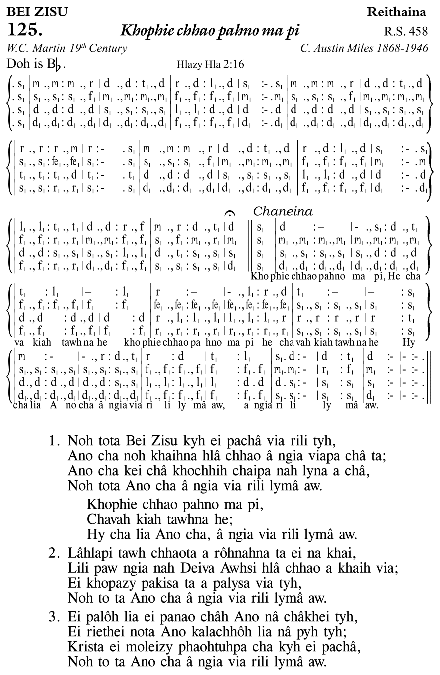 Hymn 125, “Khophie chhao pahno ma pi”, Edition 11