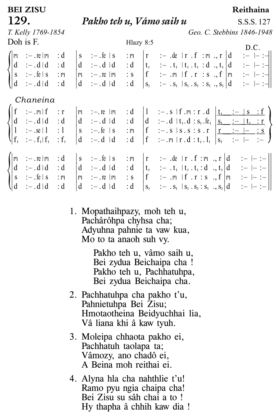 Hymn 129, “Pakho teh u, Vâmo saih u”, Edition 11