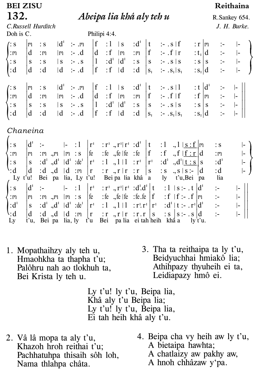 Hymn 132, “Abeipa lia khâ aly teh u”, Edition 11