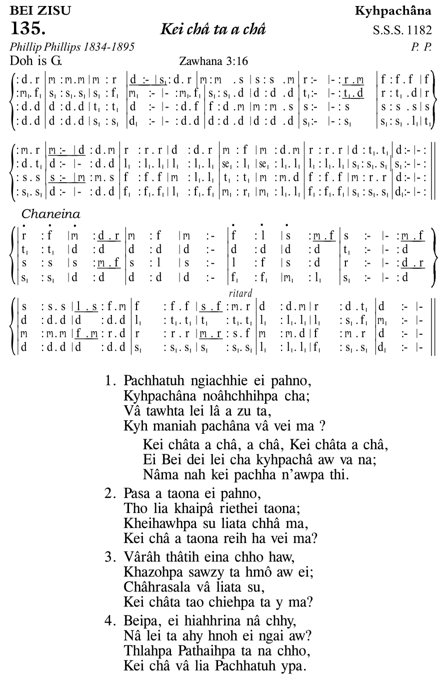 Hymn 135, “Kei châ ta a châ”, Edition 11
