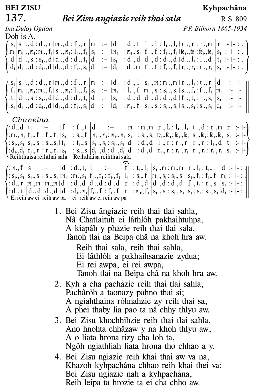 Hymn 137, “Bei Zisu angiazie reih thai sala”, Edition 11