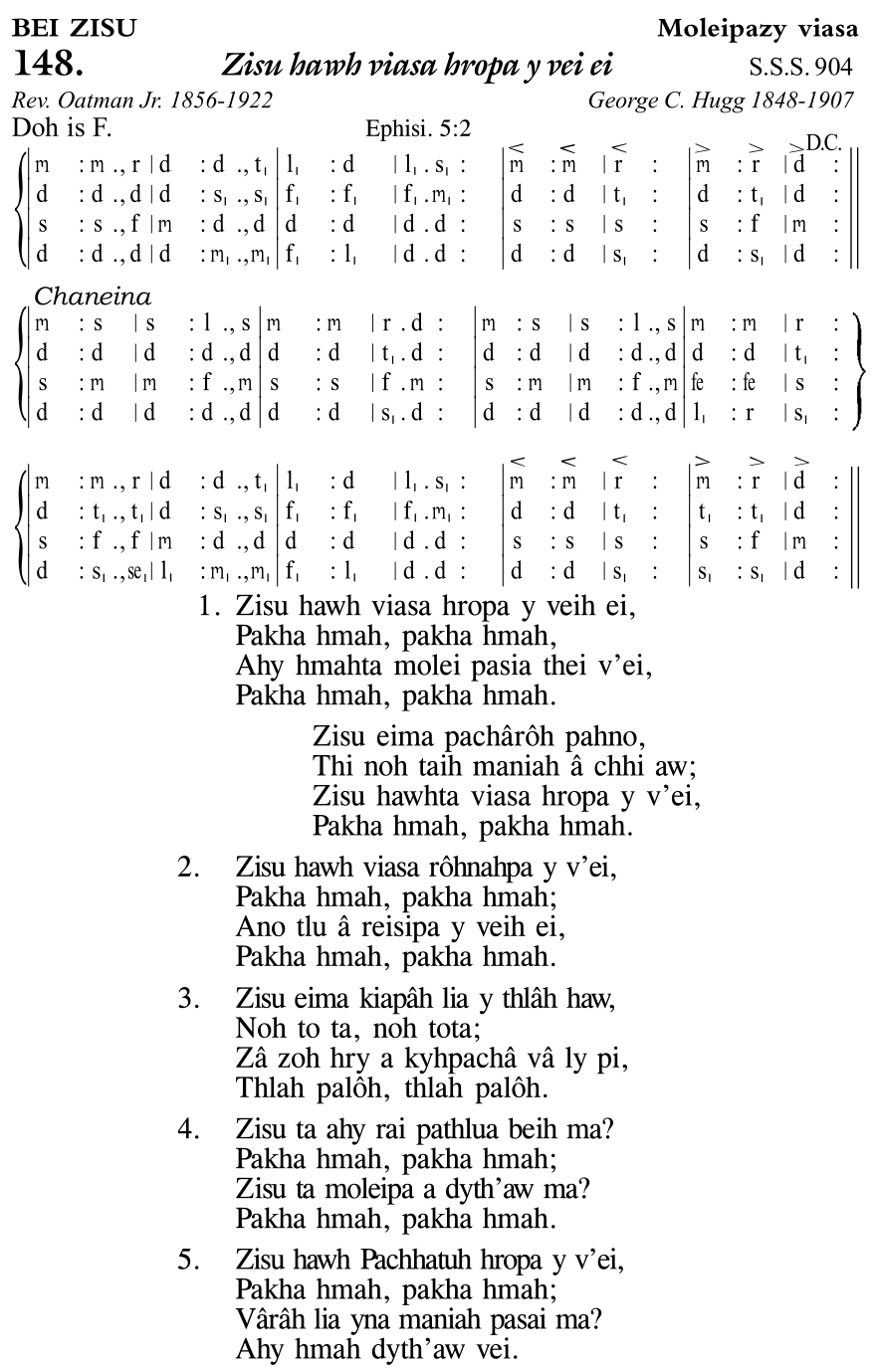 Hymn 148, “Zisu hawh viasa hropa y vei ei”, Edition 11
