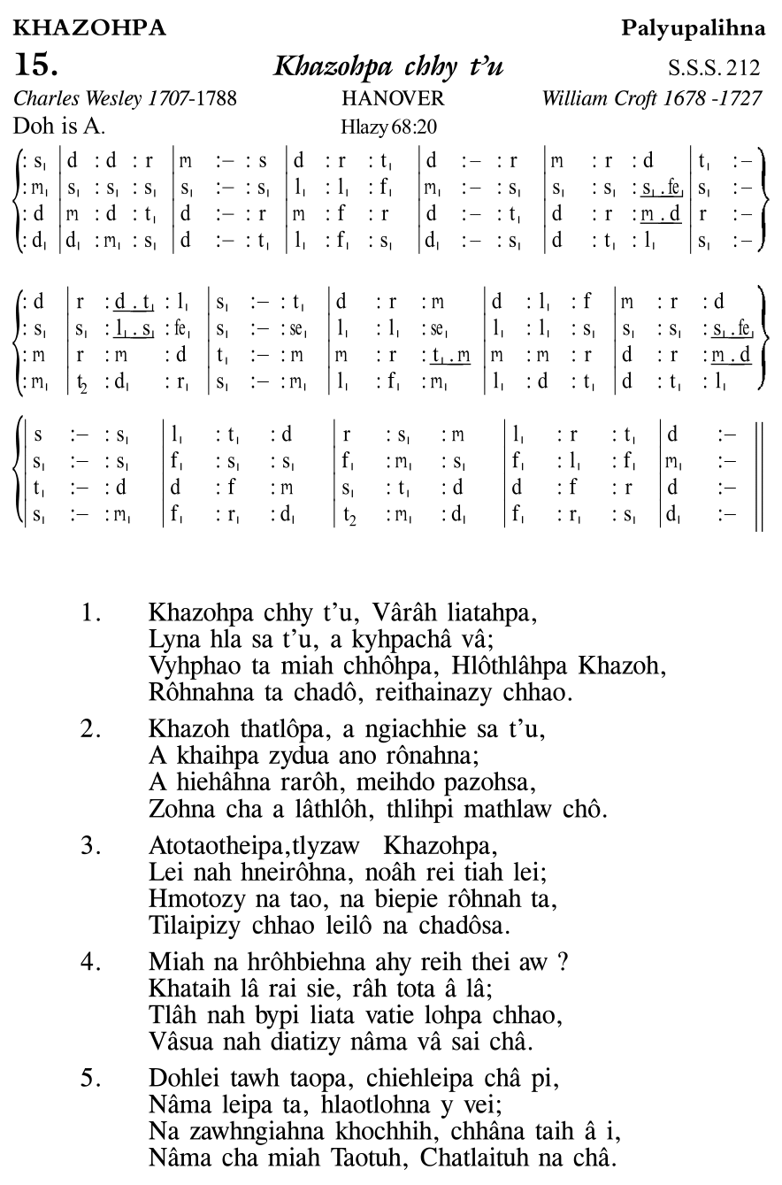 Hymn 15, “Khazohpa chhy t'u”, Edition 11