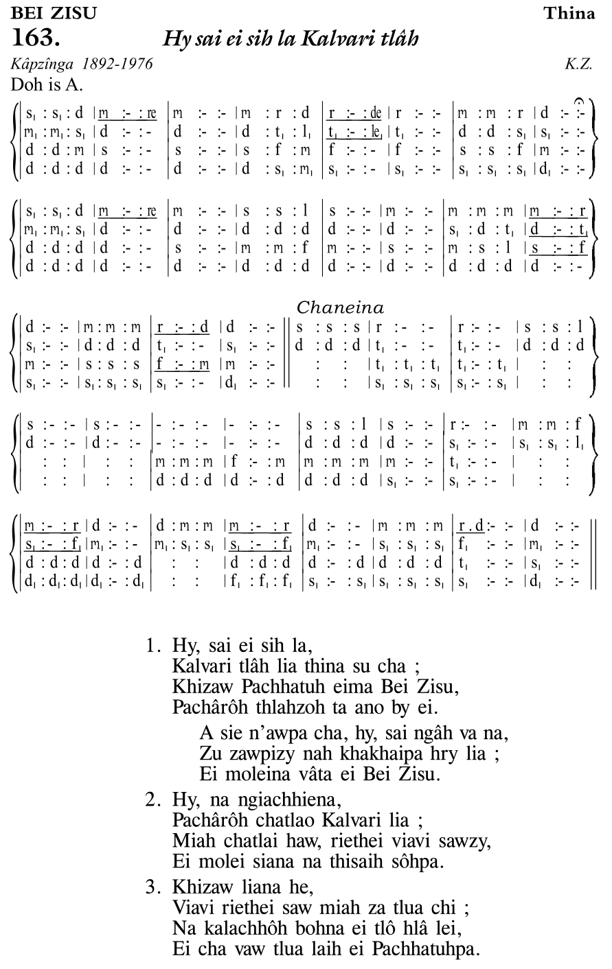 Hymn 163, “Hy sai ei sih la Kalvari tlâh”, Edition 11
