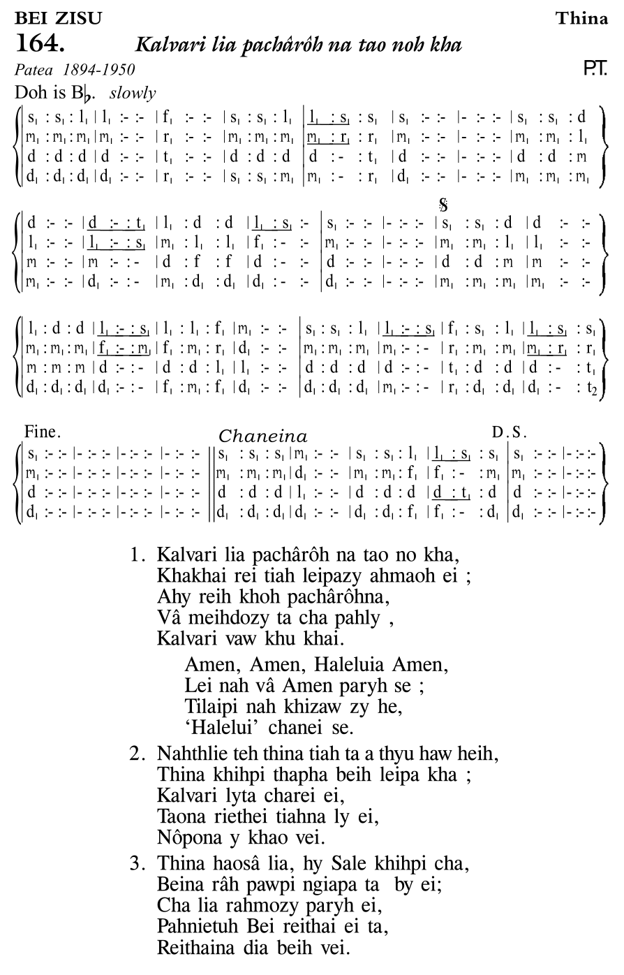 Hymn 164, “Kalvari lia pachârôh na tao noh kha”, Edition 11