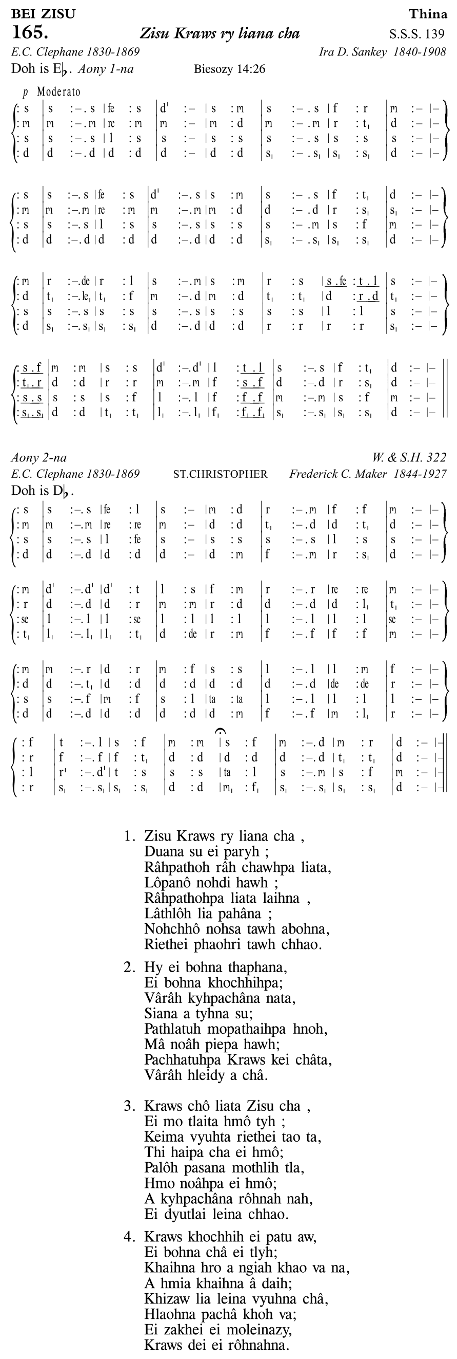 Hymn 165, “Zisu Kraws ry liana cha”, Edition 11