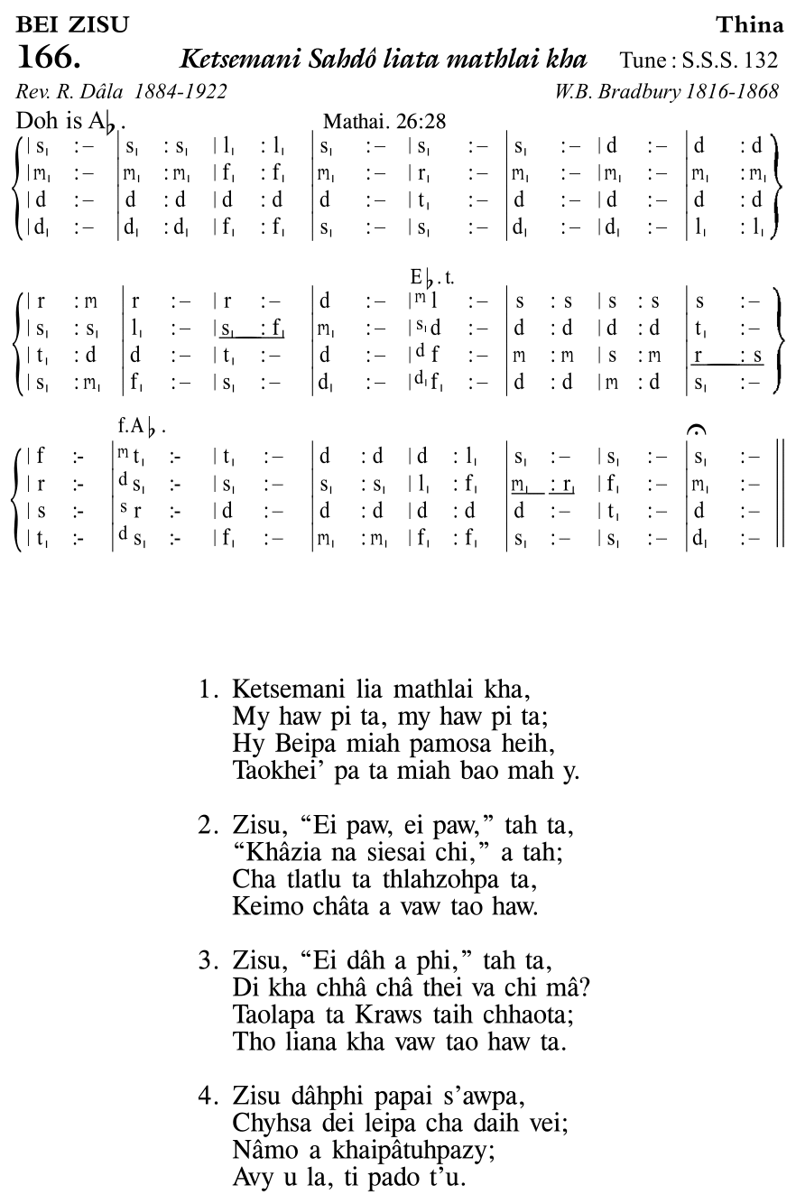 Hymn 166, “Ketsemani Sahdô liata mathlai kha”, Edition 11
