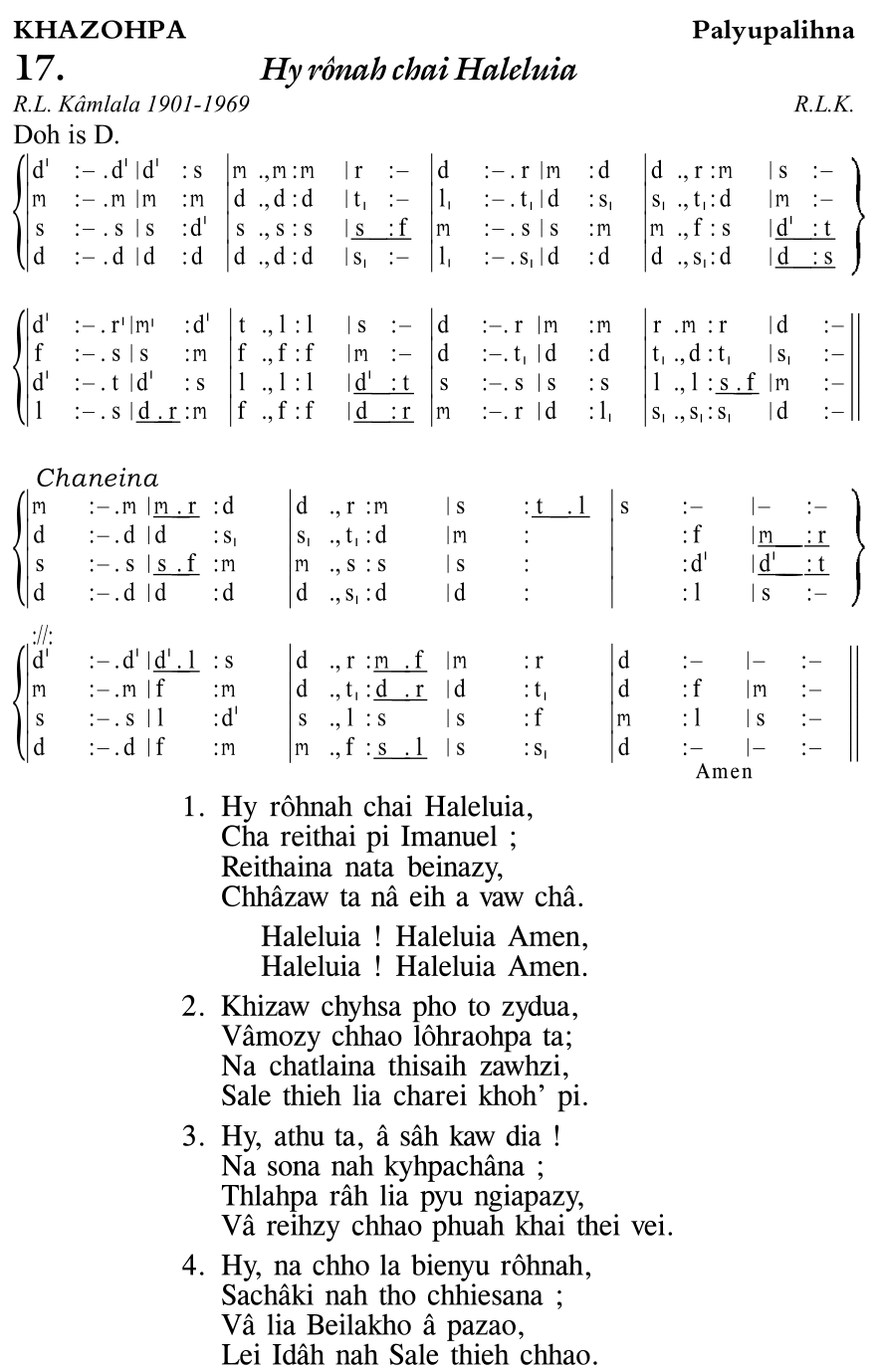 Hymn 17, “Hy rônah chai Haleluia”, Edition 11