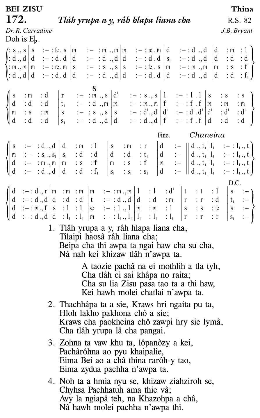 Hymn 172, “Tlâh yrupa a y, râh hlapa liana cha”, Edition 11