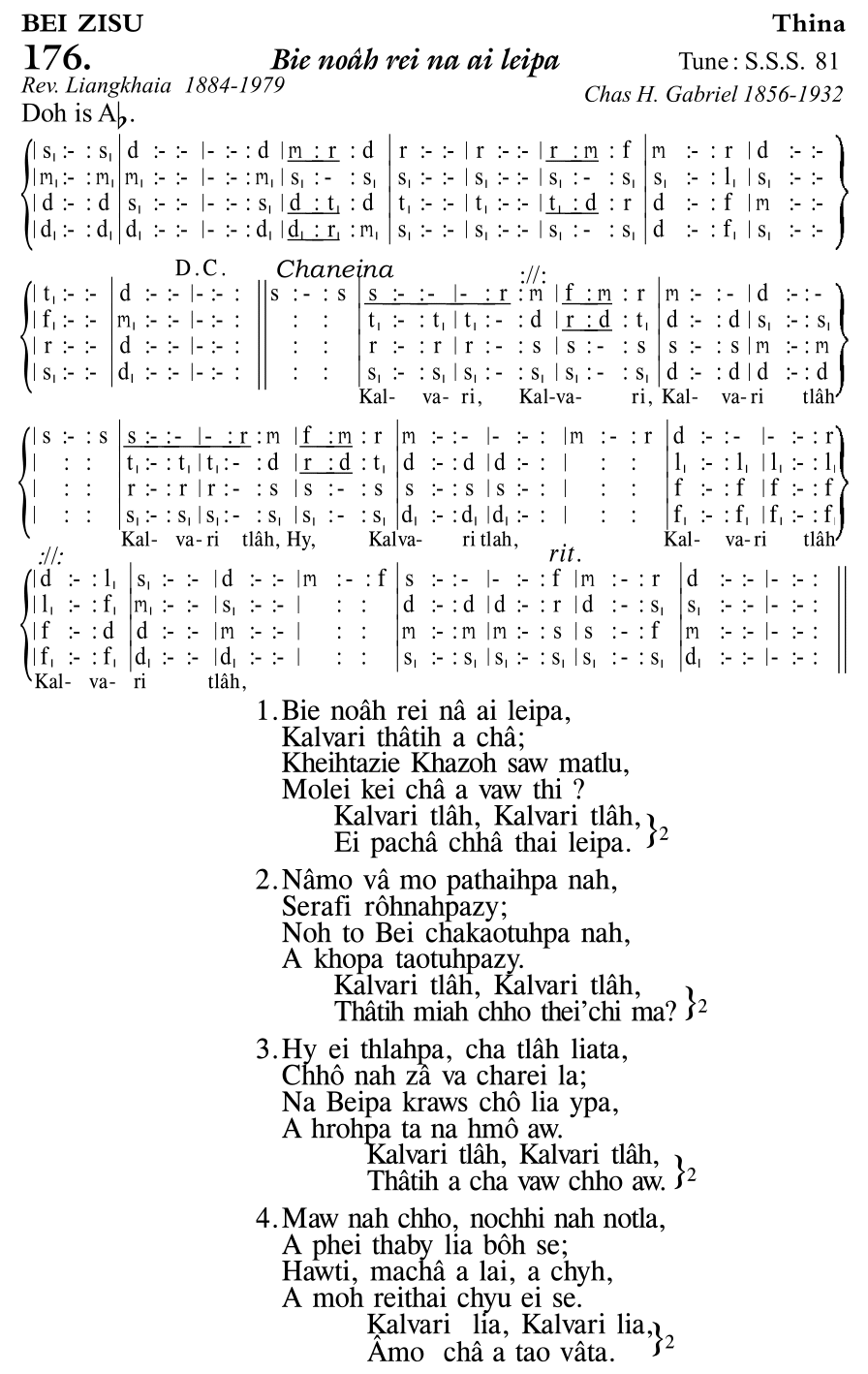 Hymn 176, “Bie noâh rei na ai leipa”, Edition 11