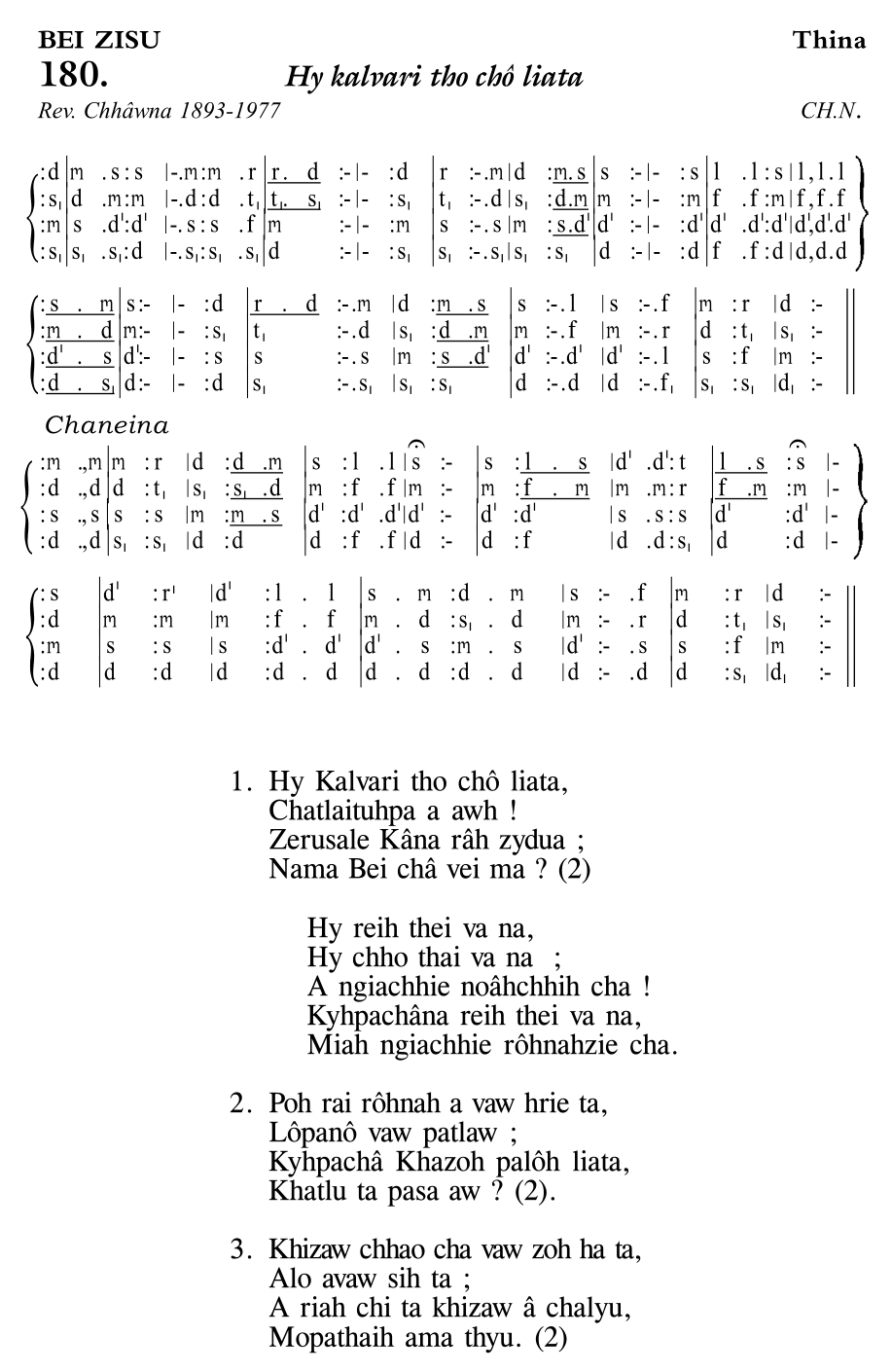Hymn 180, “Hy kalvari tho chô liata”, Edition 11
