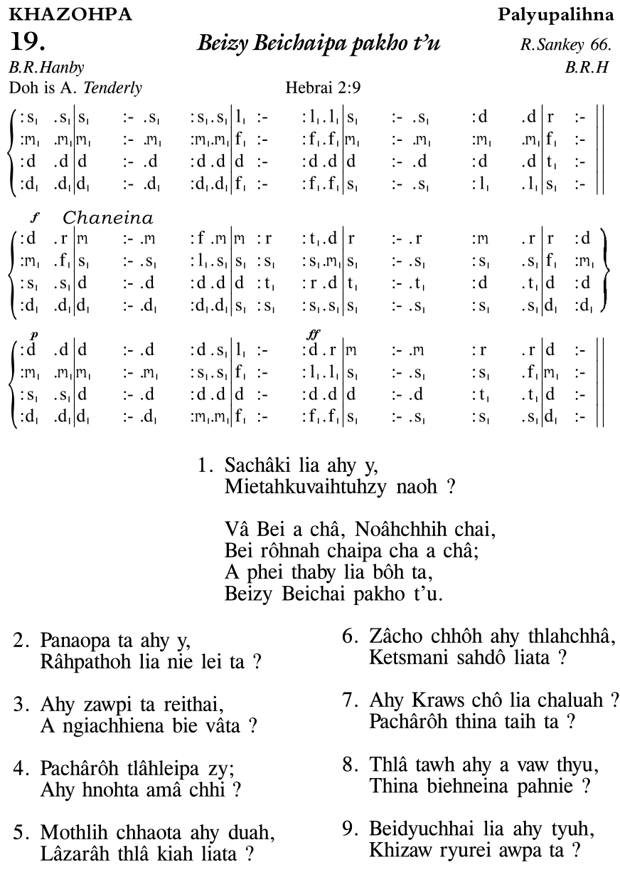 Hymn 19, “Beizy Beichaipa pakho t'u”, Edition 11