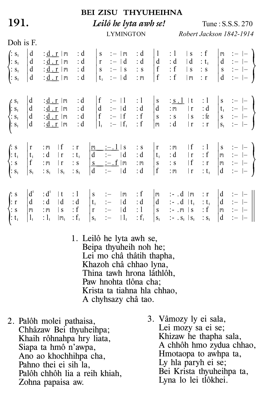 Hymn 191, “Leilô he lyta awh se!”, Edition 11