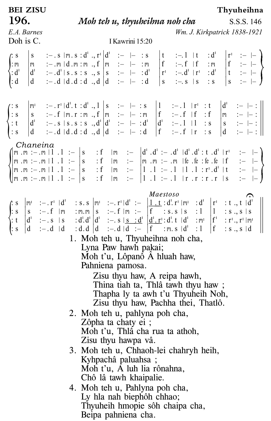 Hymn 196, “Moh teh u, thyuheihna noh cha”, Edition 11