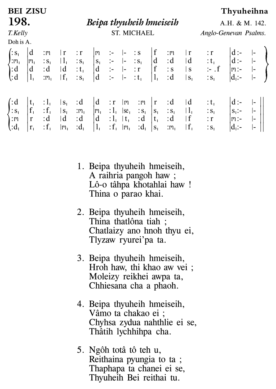 Hymn 198, “Beipa thyuheih hmeiseih”, Edition 11
