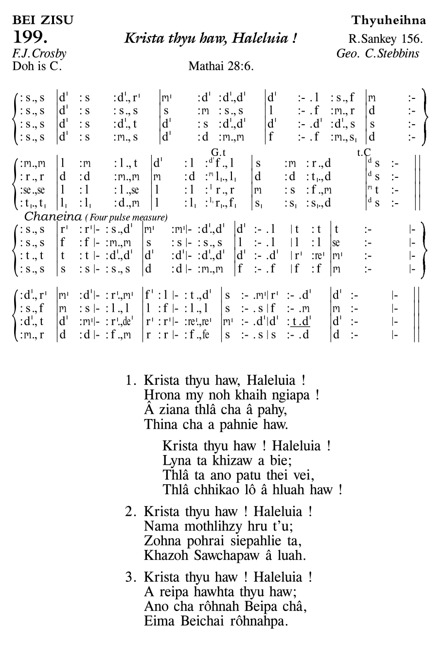 Hymn 199, “Krista thyu haw, Haleluia !”, Edition 11