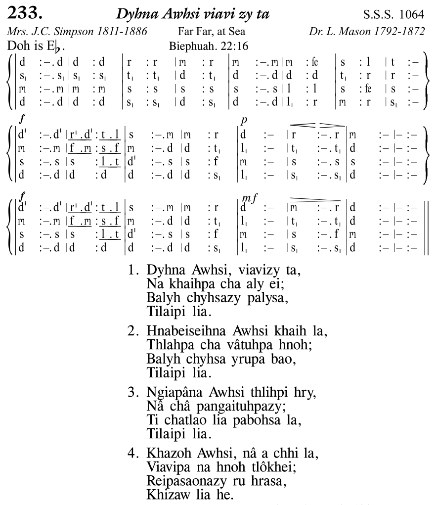 Hymn 233, “Dyhna Awhsi viavi zy ta”, Edition 11