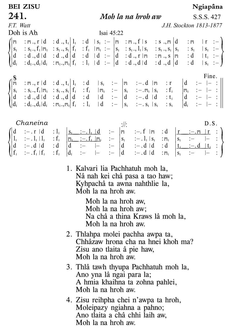 Hymn 241, “Moh la na hroh aw”, Edition 11