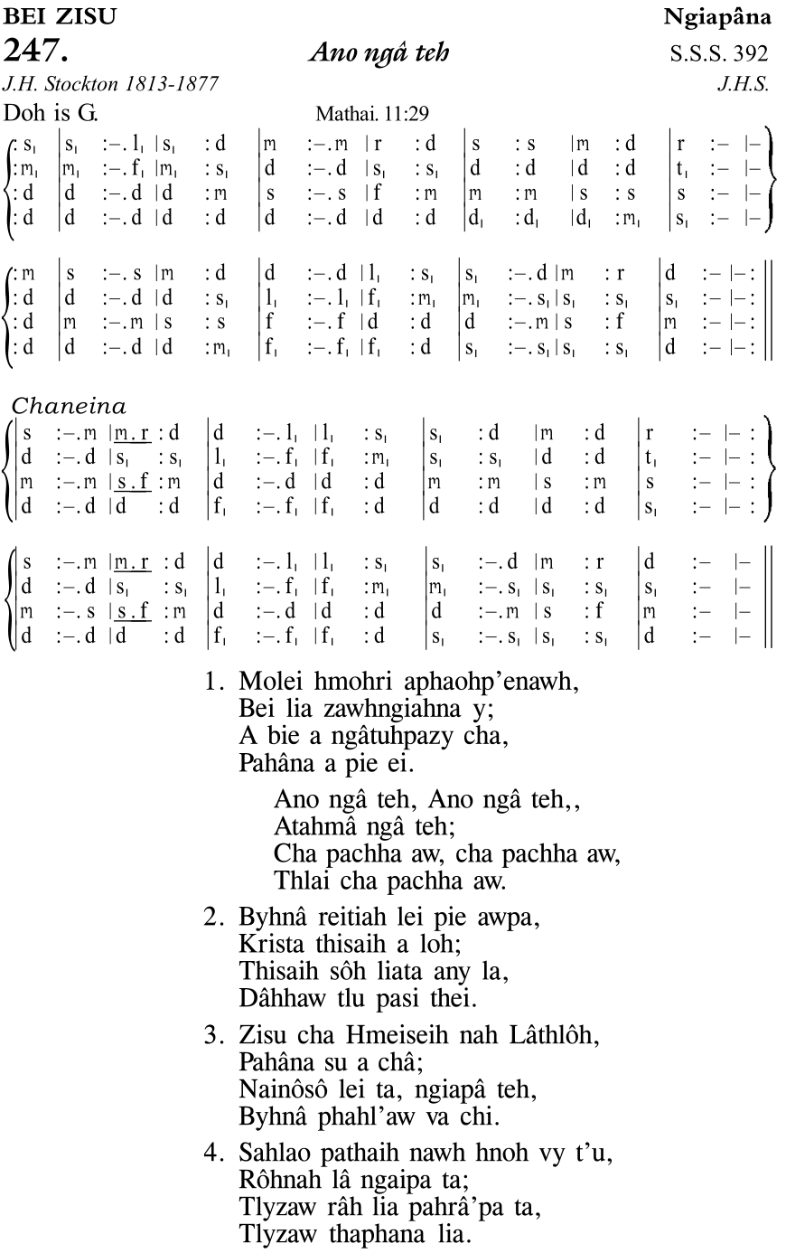 Hymn 247, “Ano ngâ teh”, Edition 11