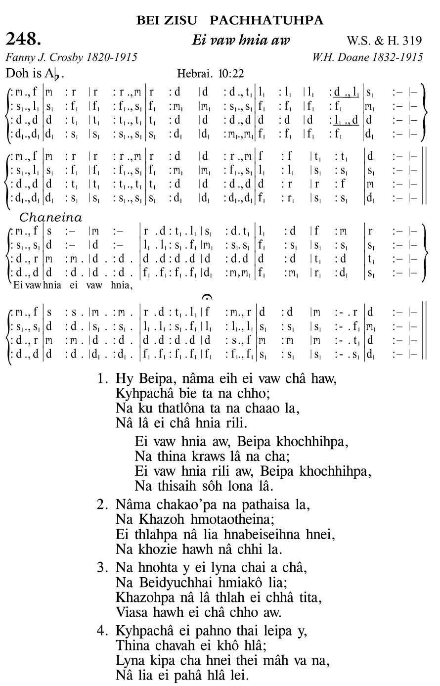 Hymn 248, “Ei vaw hnia aw”, Edition 11
