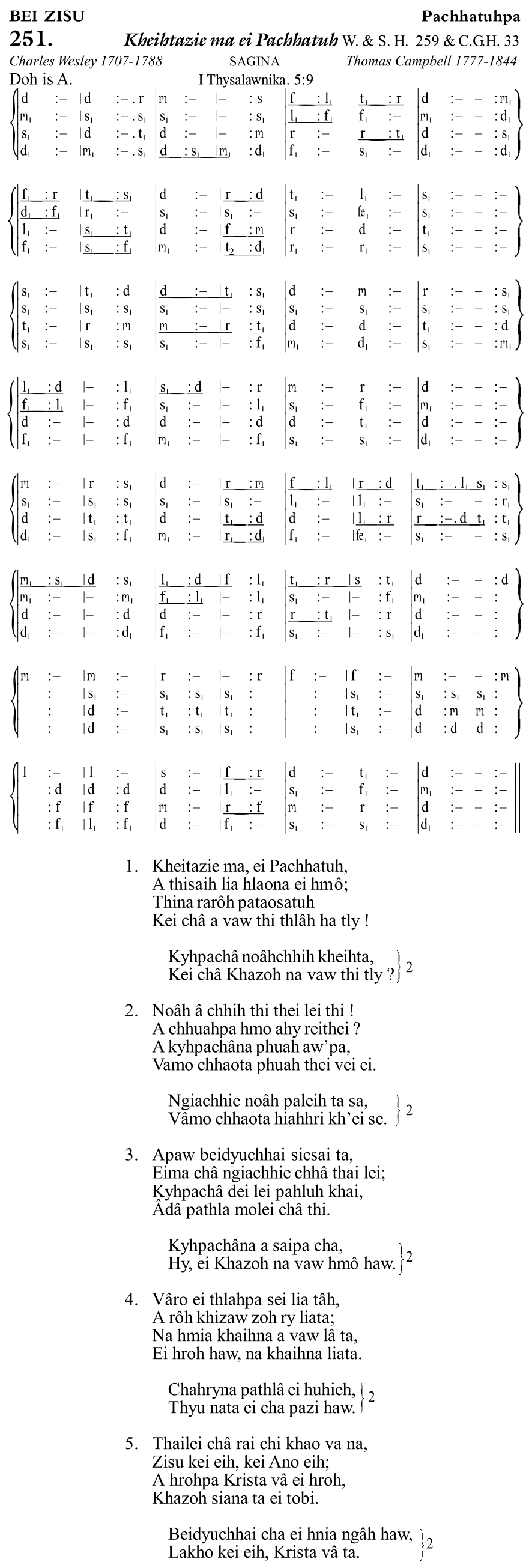 Hymn 251, “Kheihtazie ma ei Pachhatuh”, Edition 11