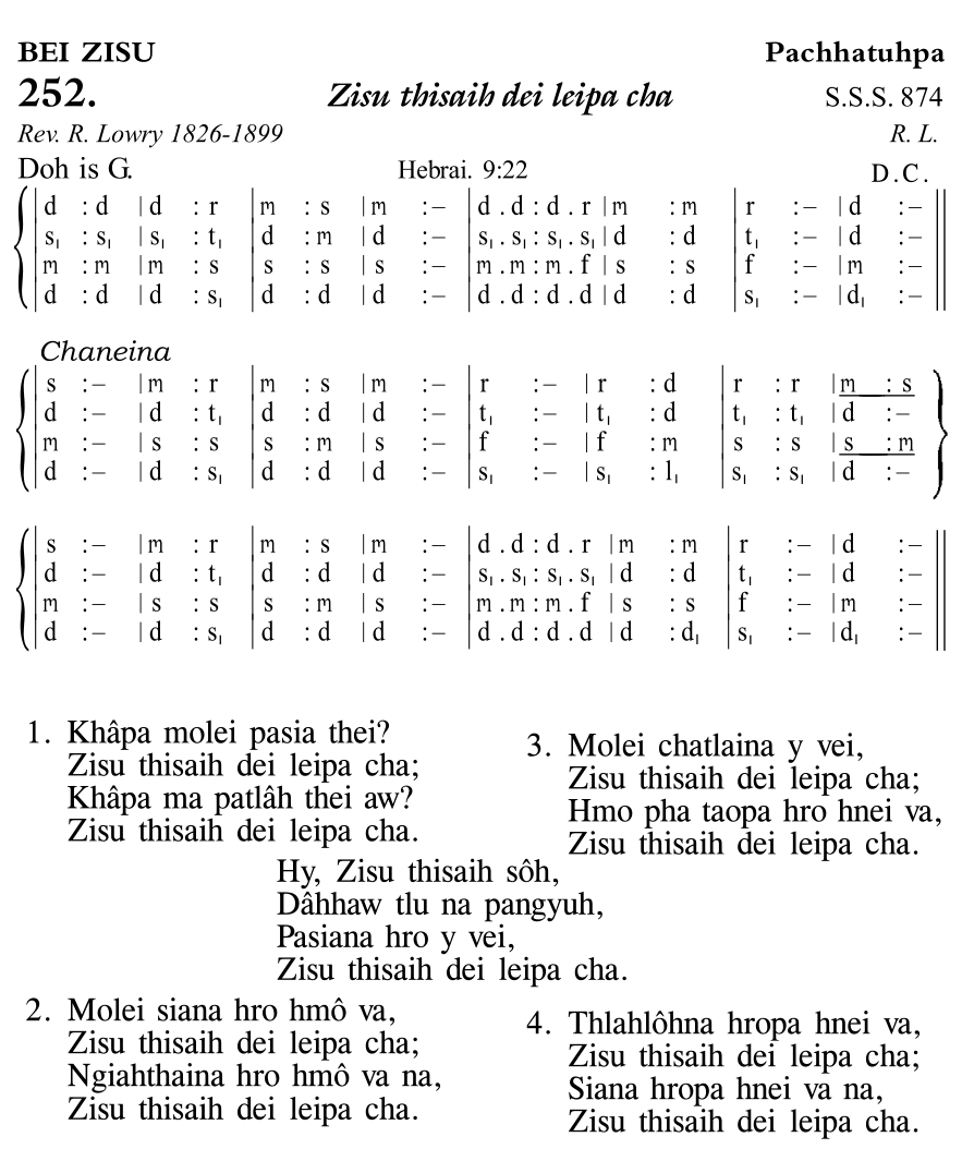 Hymn 252, “Zisu thisaih dei leipa cha”, Edition 11