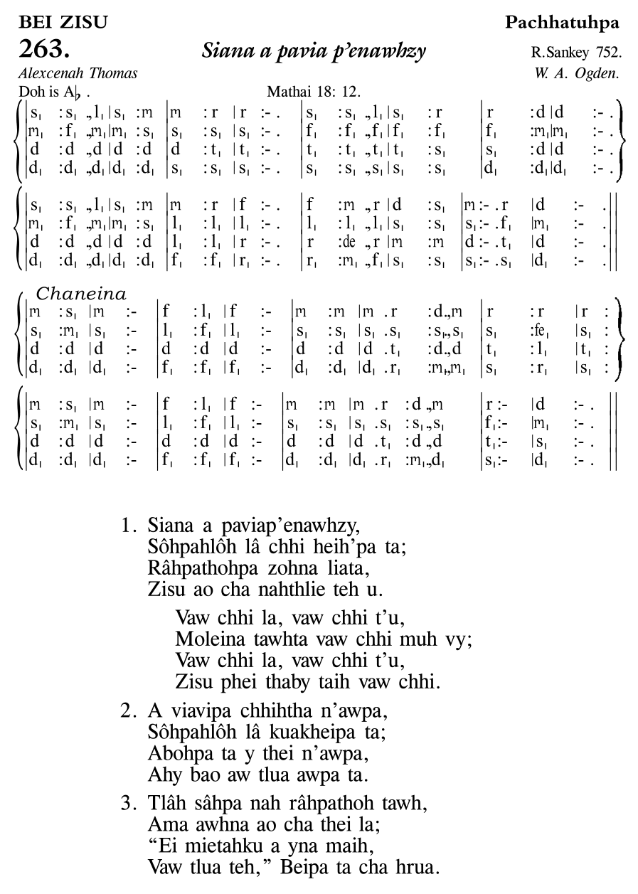 Hymn 263, “Siana a pavia p'enawhzy”, Edition 11