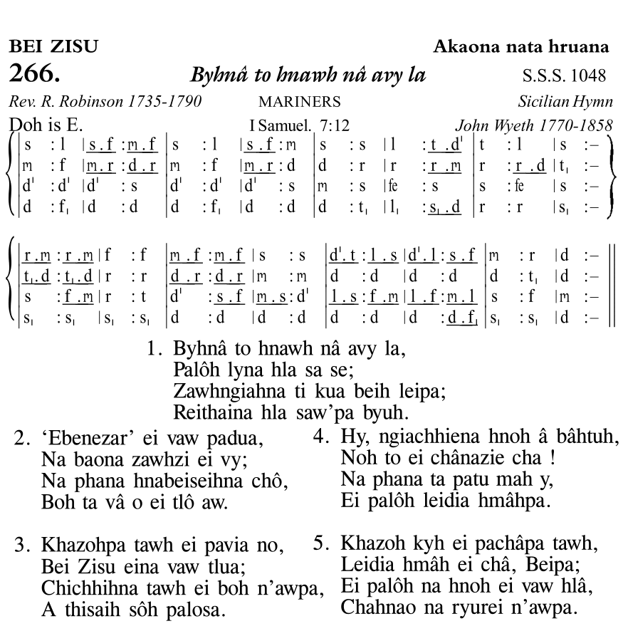 Hymn 266, “Byhnâ to hnawh nâ avy la”, Edition 11
