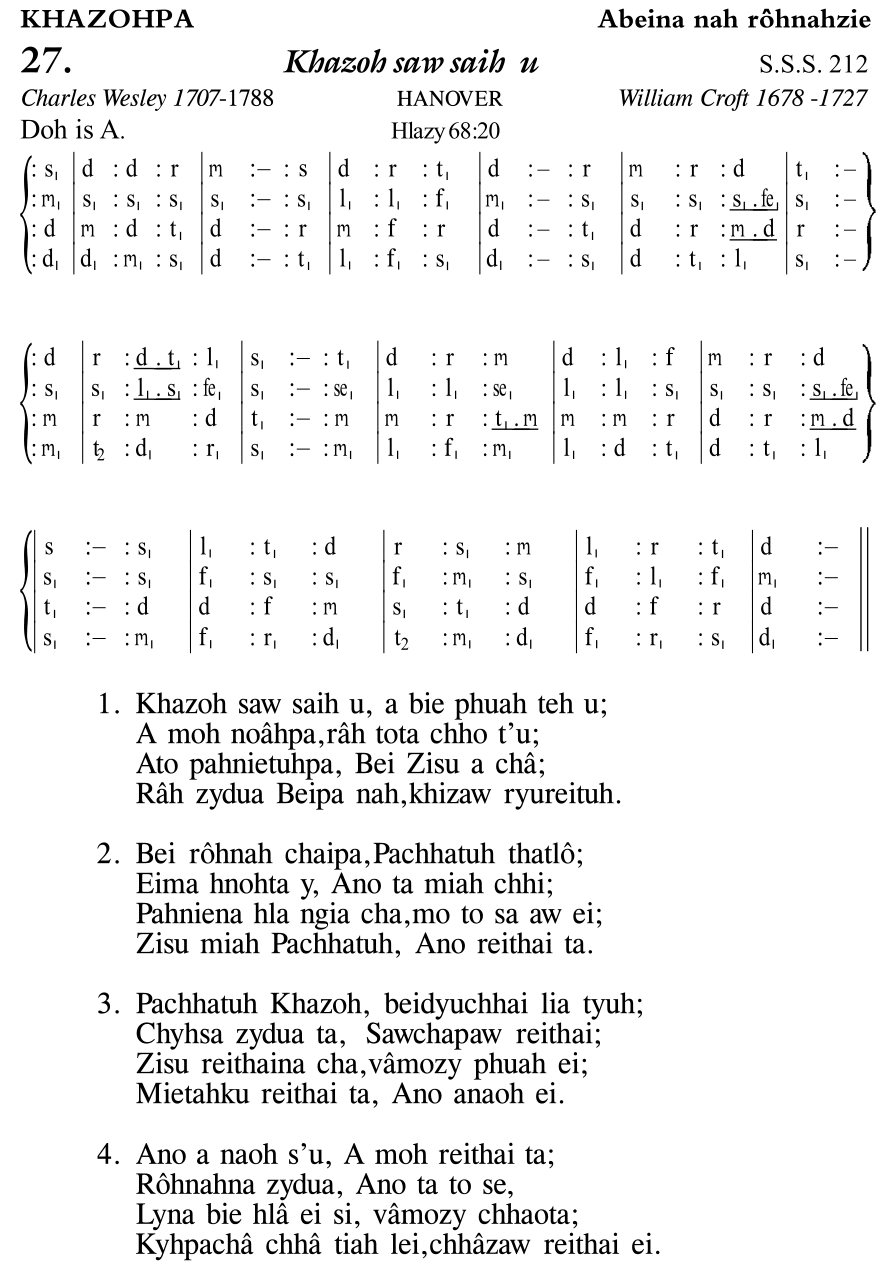 Hymn 27, “Khazoh saw saih u”, Edition 11