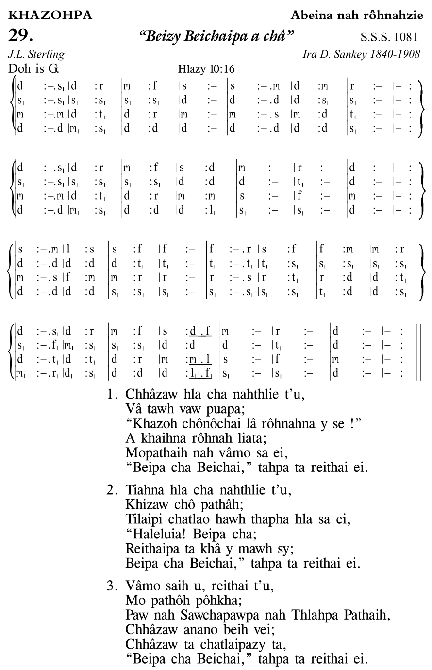 Hymn 29, “"Beizy Beichaipa a châ"”, Edition 11