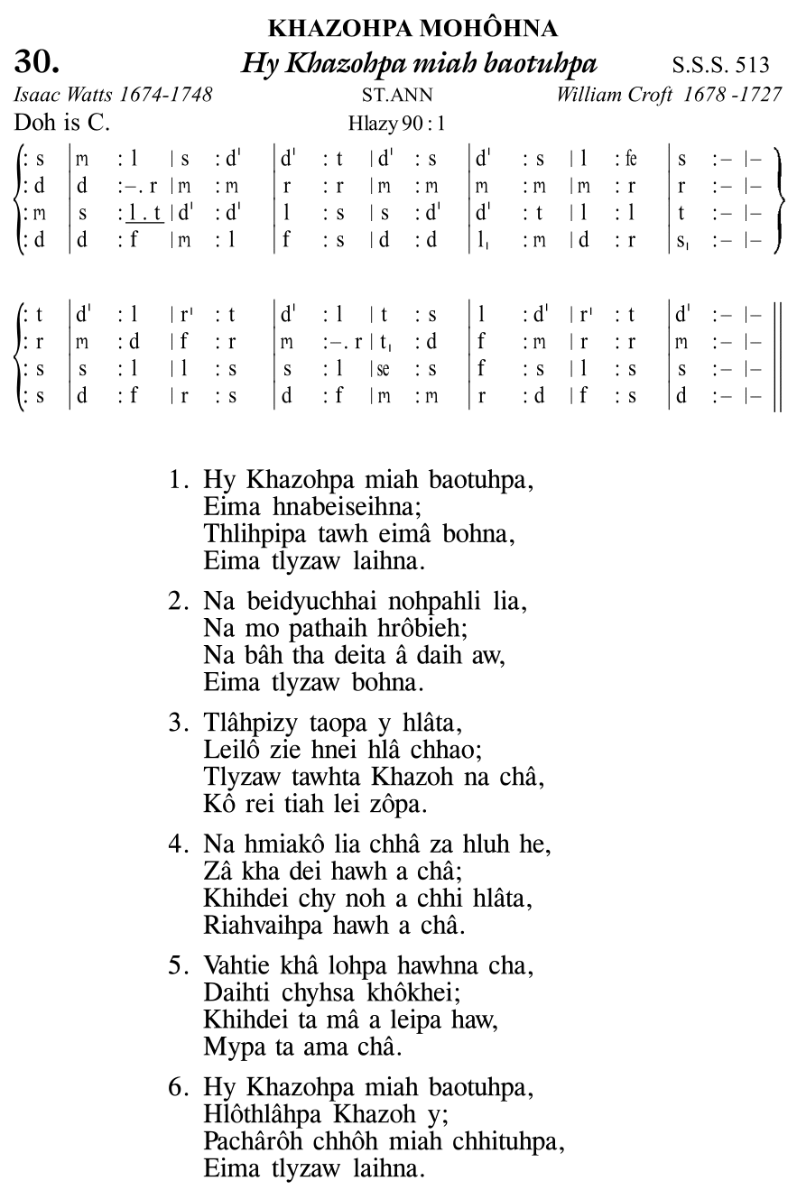 Hymn 30, “Hy Khazohpa miah baotuhpa”, Edition 11