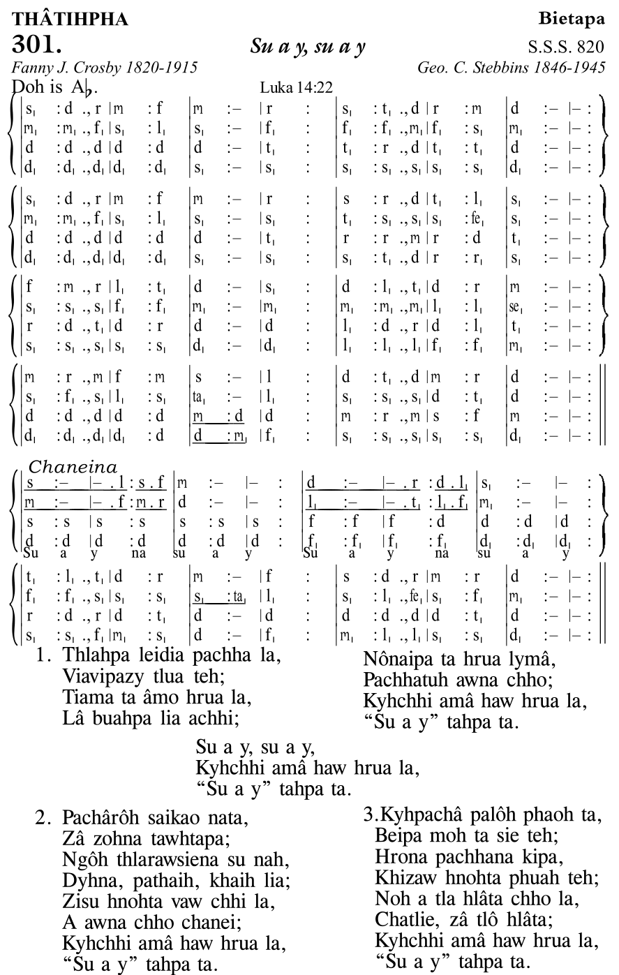 Hymn 301, “Su a y, su a y”, Edition 11