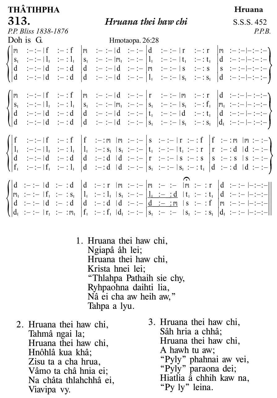 Hymn 313, “Hruana thei haw chi”, Edition 11