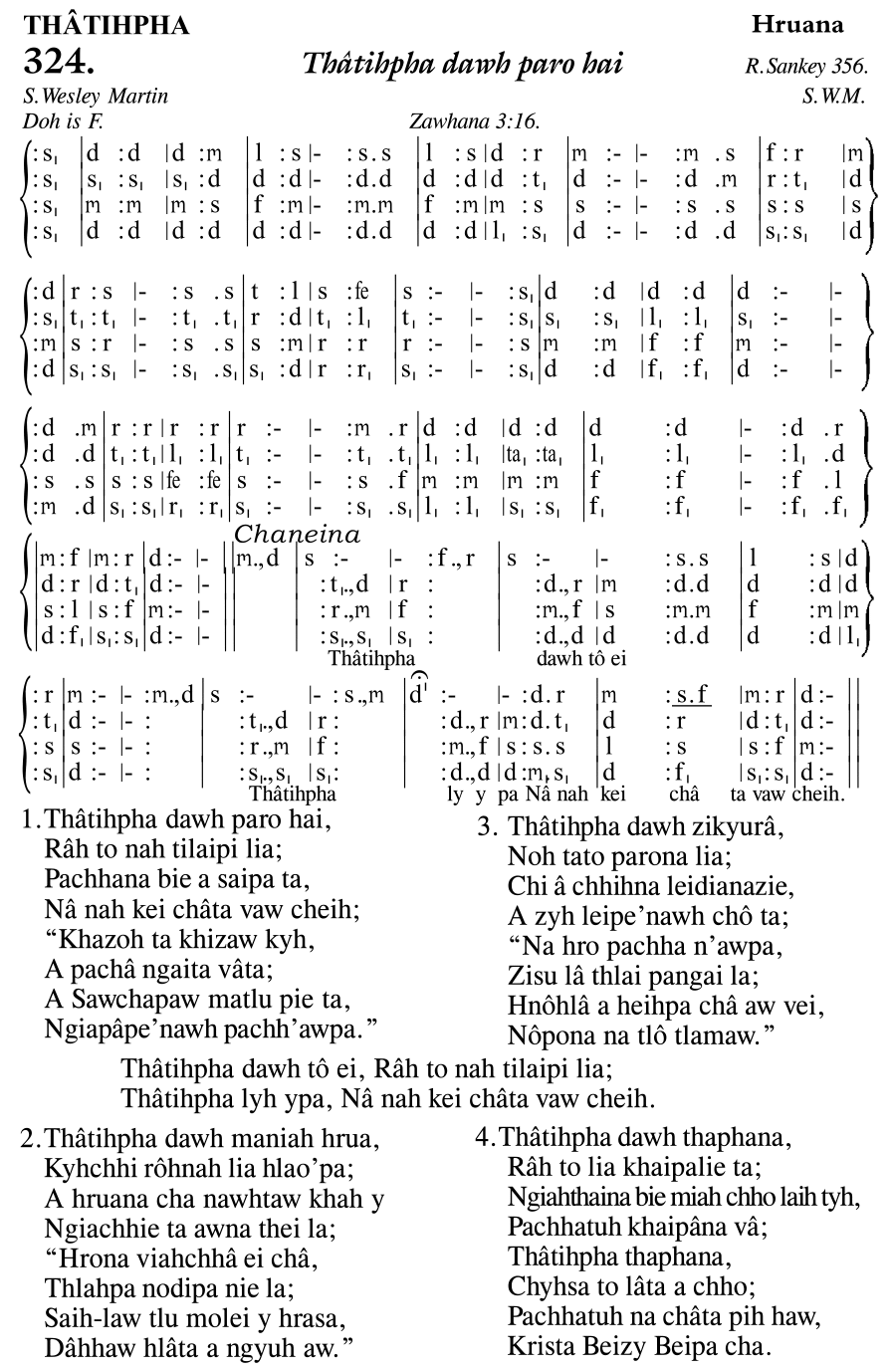 Hymn 324, “Thâtihpha dawh paro hai”, Edition 11