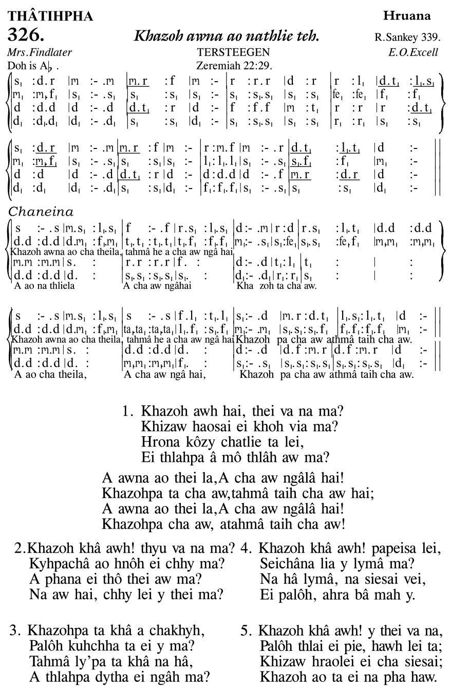 Hymn 326, “Khazoh awna ao nathlie teh.”, Edition 11