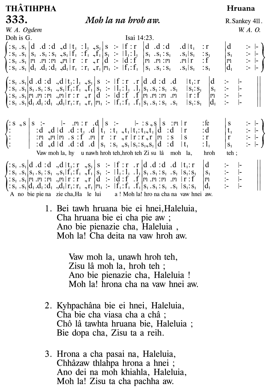 Hymn 333, “Moh la na hroh aw.”, Edition 11