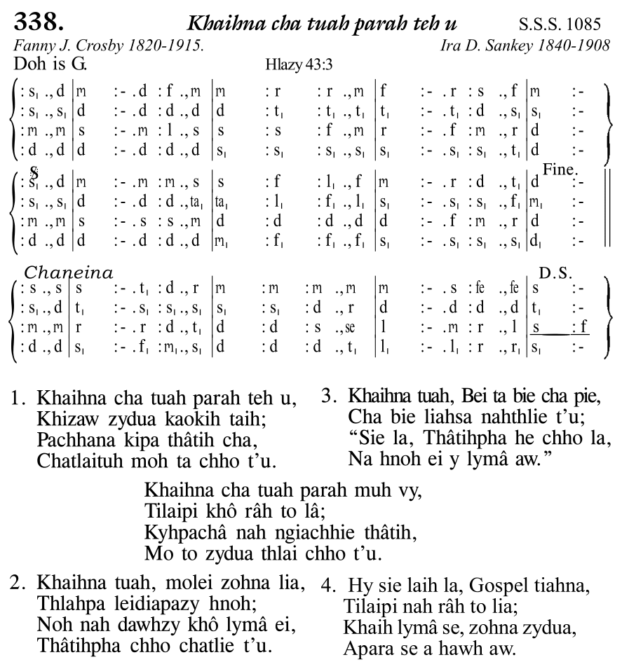 Hymn 338, “Khaihna cha tuah parah teh u”, Edition 11