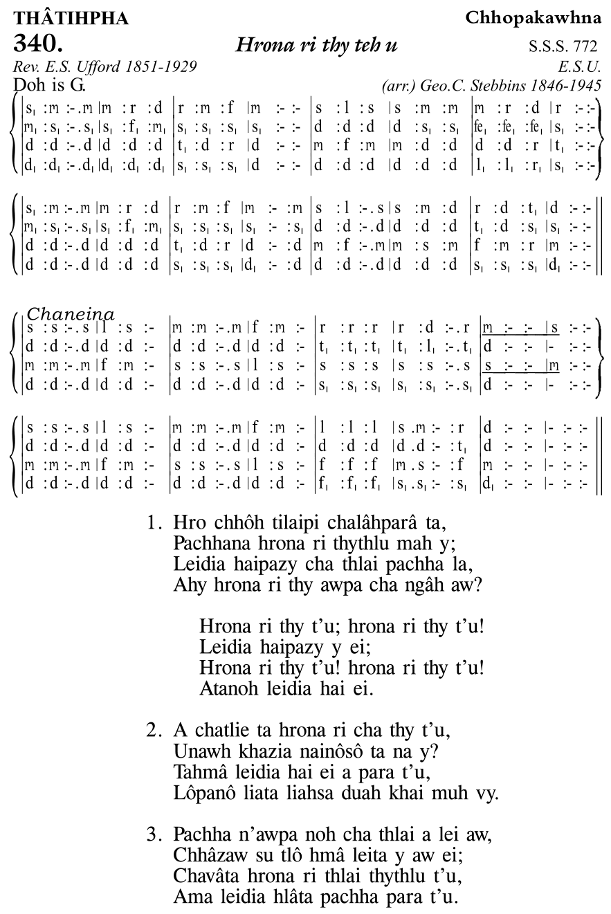 Hymn 340, “Hrona ri thy teh u”, Edition 11