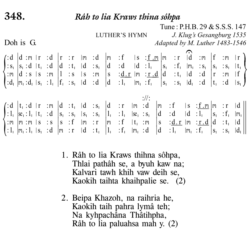 Hymn 348, “Râh to lia Kraws thina sôhpa”, Edition 11
