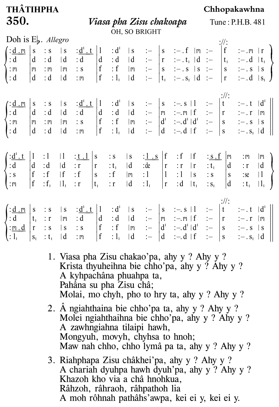 Hymn 350, “Viasa pha Zisu chakoapa”, Edition 11