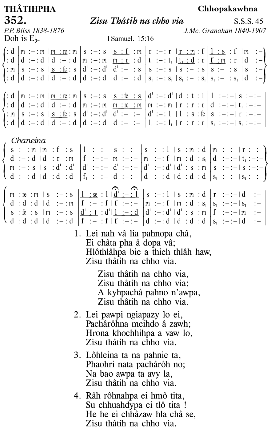 Hymn 352, “Zisu Thâtih na chho via”, Edition 11