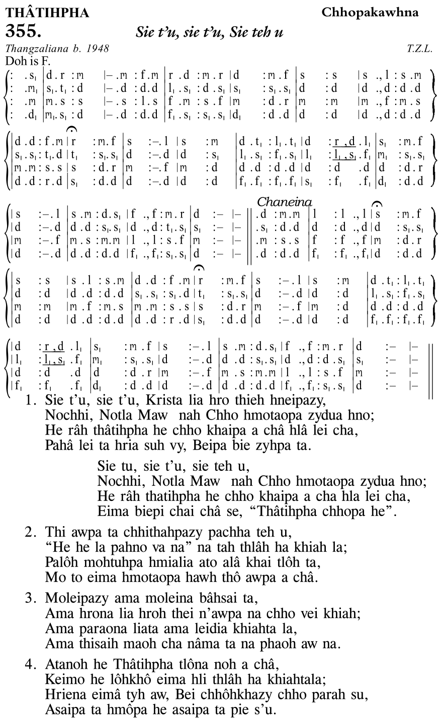 Hymn 355, “Sie t'u, sie t'u, Sie teh u”, Edition 11