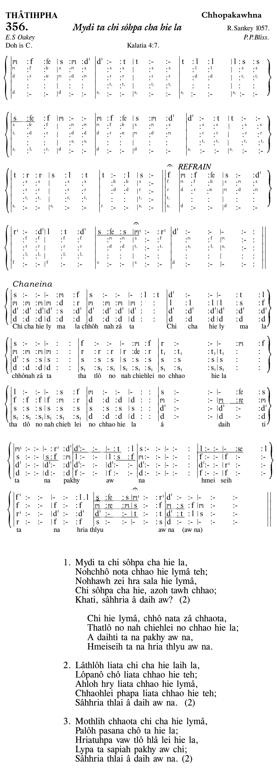 Hymn 356, “Mydi ta chi sôhpa cha hie la”, Edition 11