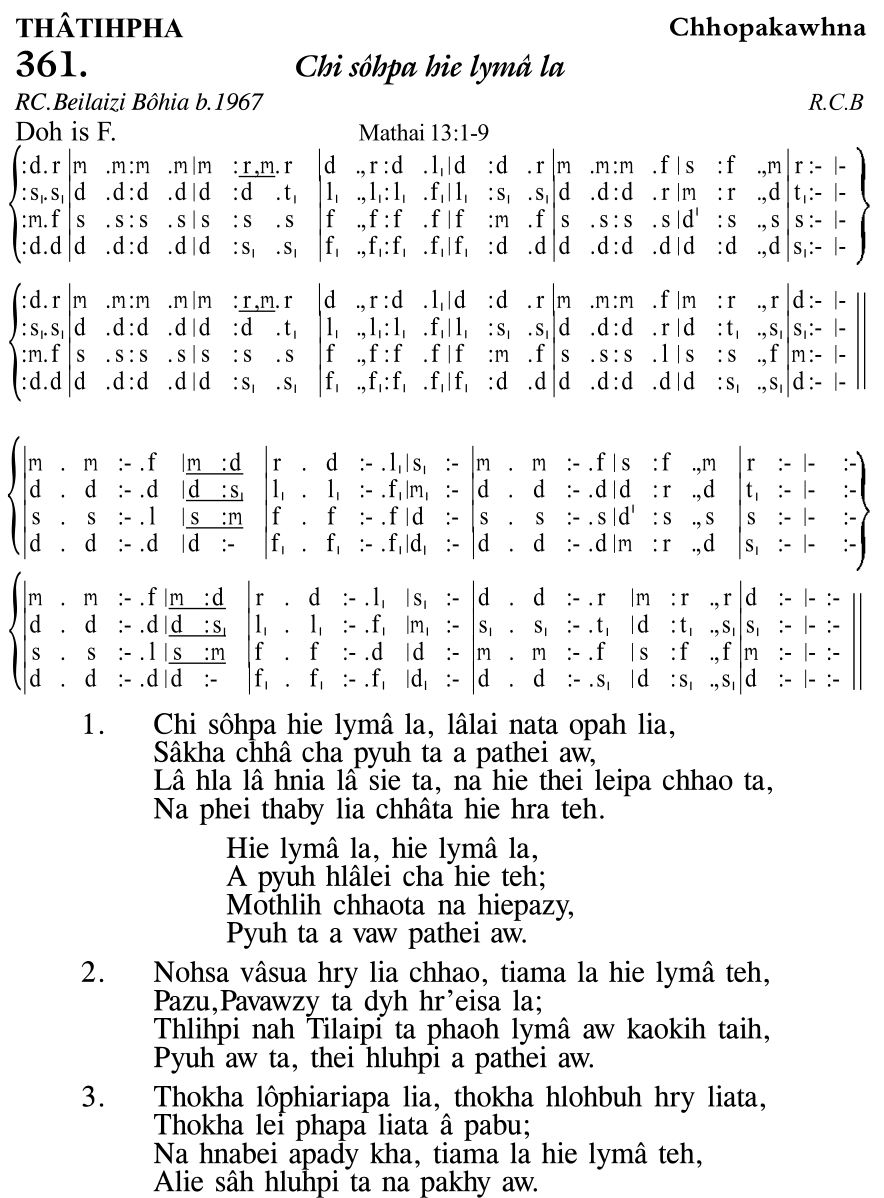 Hymn 361, “Chi sôhpa hie lymâ la”, Edition 11