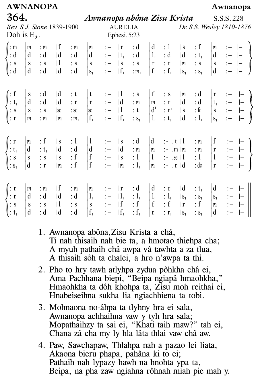 Hymn 364, “Awnanopa abôna Zisu Krista”, Edition 11